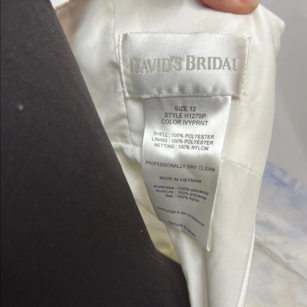 David’s Bridal Size 12 Ivory Floral Tulle Flower Girl Formal Occasion Dress - Picture 3 of 8